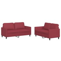 2-delige Loungeset met kussens kunstleer wijnrood 2