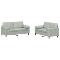 2-delige Loungeset met kussens fluweel lichtgrijs 2
