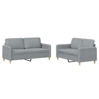 2-delige Loungeset met kussens stof lichtgrijs 2