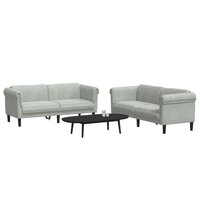 2-delige Loungeset fluweel lichtgrijs 3