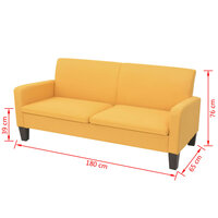 Driezitsbank 180x65x76 cm geel 4