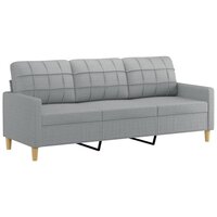 Driezitsbank met sierkussens 180 cm stof lichtgrijs 4