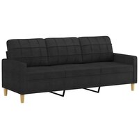 Driezitsbank met sierkussens 180 cm stof zwart 4