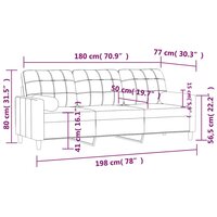 Driezitsbank met sierkussens 180 cm stof zwart 8