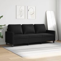 Driezitsbank 180 cm stof zwart 3