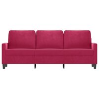 Driezitsbank 180 cm fluweel wijnrood 3