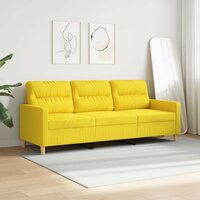 Driezitsbank 180 cm stof lichtgeel 3