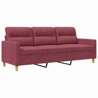 Driezitsbank 180 cm stof wijnrood 2