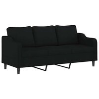 Driezitsbank 180 cm stof zwart 2