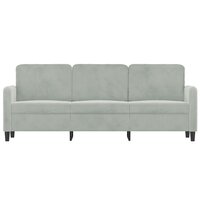 Driezitsbank 180 cm fluweel lichtgrijs 3