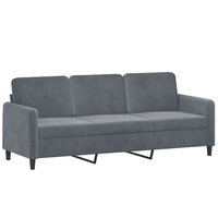 Driezitsbank 180 cm fluweel donkergrijs 2