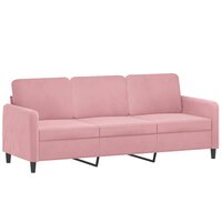 Driezitsbank 180 cm fluweel roze 2