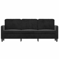 Driezitsbank 180 cm fluweel zwart 3