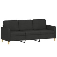 Driezitsbank 180 cm stof zwart 2