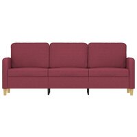 Driezitsbank 180 cm stof wijnrood 3