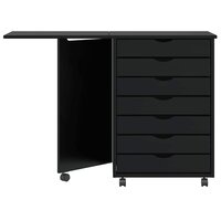 Rolkast met bureau MOSS massief grenenhout zwart 3