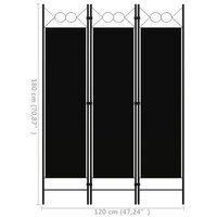 Kamerscherm met 3 panelen 120x180 cm zwart 6