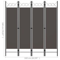 Kamerscherm met 4 panelen 160x180 cm antraciet 6