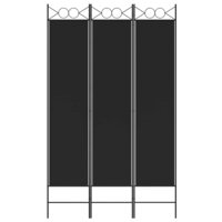 Kamerscherm met 3 panelen 120x200 cm stof zwart 3