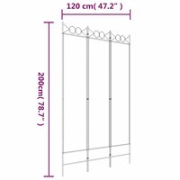 Kamerscherm met 3 panelen 120x200 cm stof zwart 8