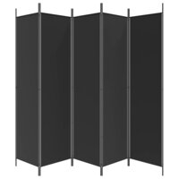 Kamerscherm met 5 panelen 250x200 cm stof zwart 5