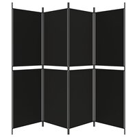 Kamerscherm met 4 panelen 200x180 cm stof zwart 5