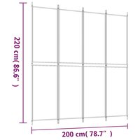 Kamerscherm met 4 panelen 200x220 cm stof wit 8