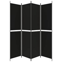 Kamerscherm met 4 panelen 200x220 cm stof zwart 4