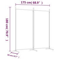  Kamerscherm met 2 panelen 175x180 cm stof wit 8