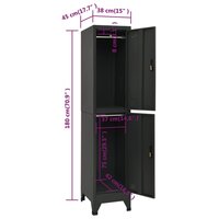 Lockerkast 38x45x180 cm staal antracietkleurig 8