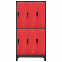 Lockerkast 90x45x180 cm staal antracietkleurig en rood 2