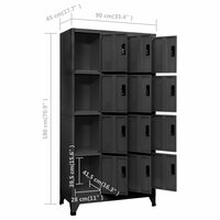 Lockerkast 90x45x180 cm staal antracietkleurig 8
