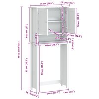 Wasmachinekast BERG 76x27x164,5 cm massief hout zwart 8