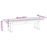 Eetbank NOAIN U-vormige poten 180x40x45 cm massief hout 9