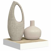 Wandschap zwevend 23x23,5x3,8 cm MDF eikenkleurig en wit 5