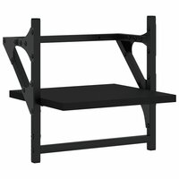 Wandschappen met stangen 2 st 30x25x30 cm zwart 4