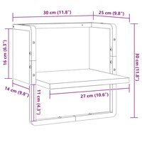 Wandschap met stang 30x25x30 cm gerookt eikenkleurig 8