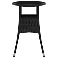 Tuintafel &amp;Oslash;60x75 cm gehard glas en poly rattan zwart 3