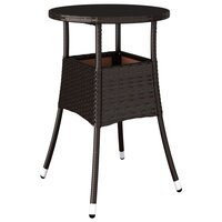 Tuintafel &amp;Oslash;60x75 cm gehard glas en poly rattan bruin 2