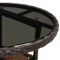 Tuintafel &amp;Oslash;60x75 cm gehard glas en poly rattan bruin 5