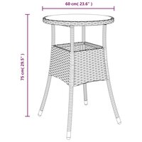 Tuintafel &amp;Oslash;60x75 cm gehard glas en poly rattan bruin 6