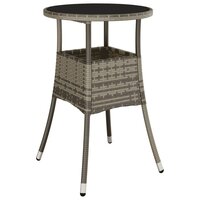 Tuintafel &amp;Oslash;60x75 cm gehard glas en poly rattan grijs 2