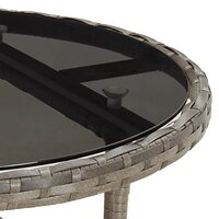 Tuintafel &amp;Oslash;60x75 cm gehard glas en poly rattan grijs 5