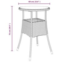 Tuintafel &amp;Oslash;60x75 cm gehard glas en poly rattan beige 6