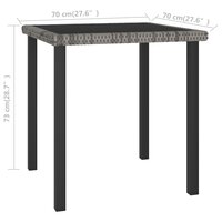 Tuintafel 70x70x73 cm poly rattan grijs 4