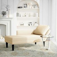 Chaise longue met kussen corduroy stof cr&amp;egrave;mekleurig 2