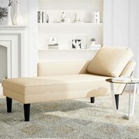 Chaise longue met kussen corduroy stof cr&amp;egrave;mekleurig 3