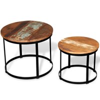 2-delige Salontafelset rond 40/50 cm massief gerecycled hout 4
