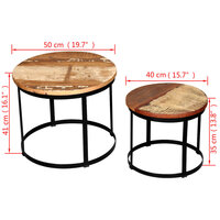 2-delige Salontafelset rond 40/50 cm massief gerecycled hout 7
