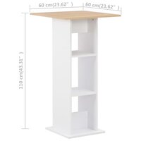 Bartafel 60x60x110 cm wit en sonoma eikenkleurig 6